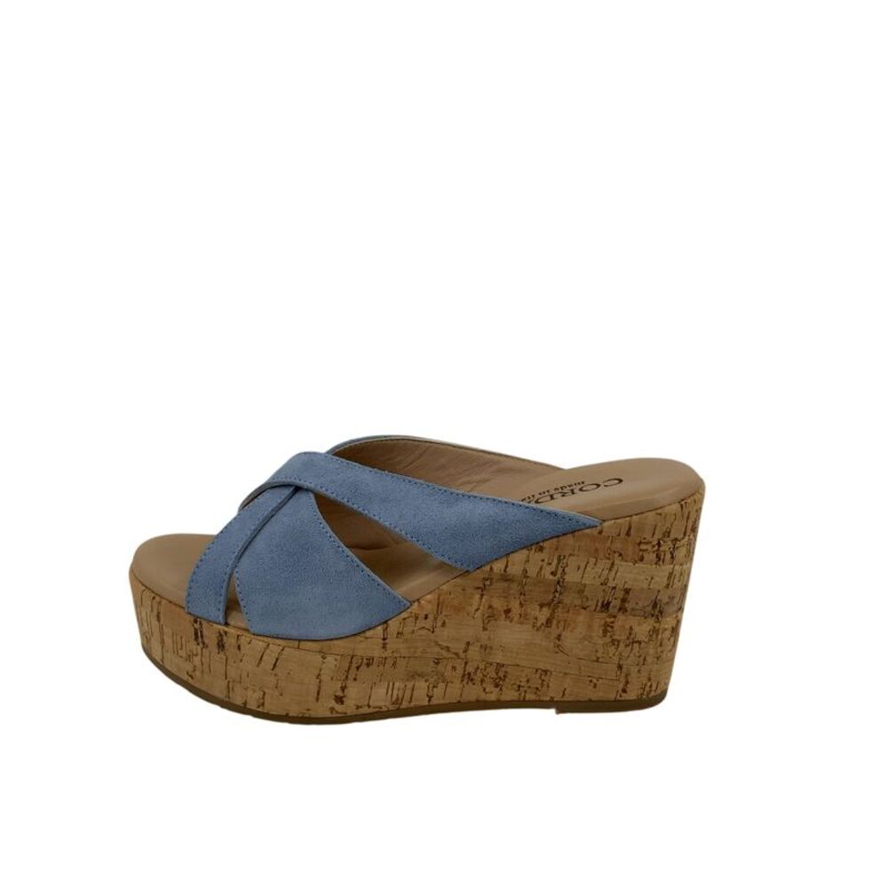 Cordani Women Devon Platform Wedge Sandal Blue 7
